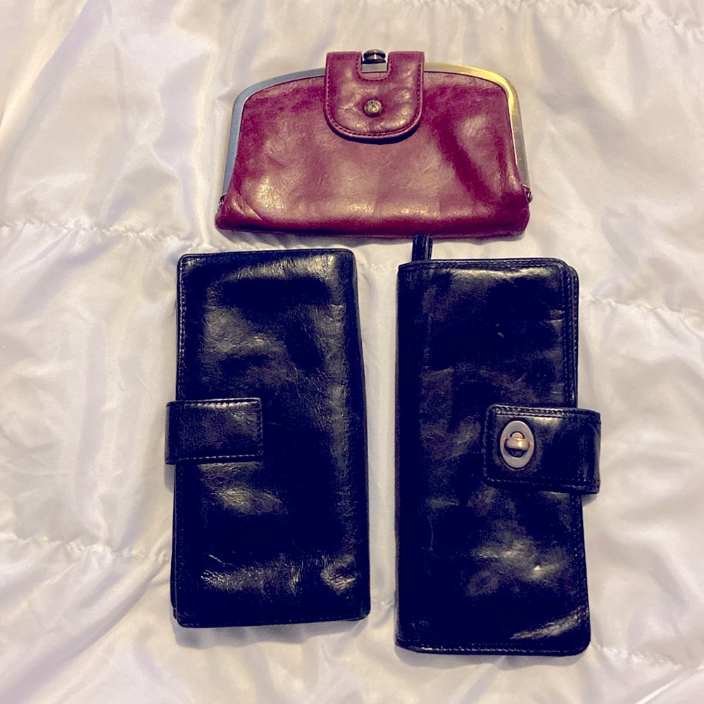 3 leather wallet set . 2 Hobo Wallets